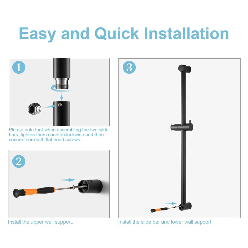 OFFO Shower Riser Rail, 62cm Segmented Wall Mounted Shower Rail