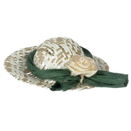 Dolls House Straw Sun Hat Khaki Band Miniature Garden Bedroom Hall Accessory