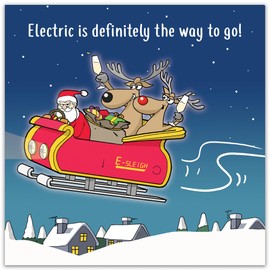 Twizler Funny Christmas Card Electric Sleigh - Merry Christmas Cards Funny - Xmas Card - Mens Christmas Card for Him Husband Dad Son - Womens Christmas Card for Her Wife Mum Daughter
