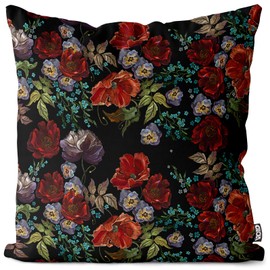 VOID Mohnblumen Blumenmuster Blumen Kissenbezug Kissenhülle Polyester wasserfest Ostern Deko-Kissen Outdoor, Kissen Größe:50 x 50 cm