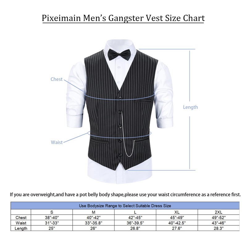 Pixiemain 1920s Mens Costume Roaring 20s Costumes Outfit with Gangster