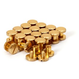 Zhooooonglf Brass Chicago Screws 8×4×4mm 20Pack Rivets Bookbinding Stud Screws Nail Rivet Flat Head Screwing Fasteners Screw Posts Chicago Screw DIY Purse Collar Belt Shoes Case Jean Leather