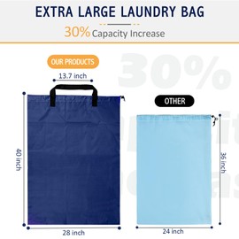 Isink Laundry Bag, 28" x 40" Extra Large Heavy Duty Laundry Bag With Handles, Travel Laundry Bag for Dirty Clothes, Laundry Bag for Traveling, Dirty Clothes Travel Bag, Laundry Bag for Camp (Navy)