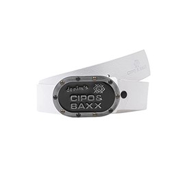 Cipo & Baxx Men's Belt Logo Clasp Leather Belt CG193, White