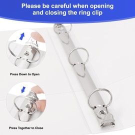 COMIX Sturdy 3 Ring Binder 1.5 inch with Clear View Cover, 1-1/2" Round Ring View Binder, PVC-Free, 300 Sheets Capacity of US Letter Size Paper, Office ＆ School Supplies, 6 Pack (White)