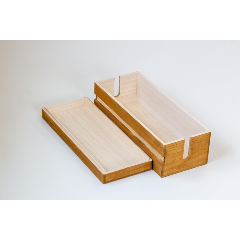 Masuda Paulownia Wood Cable Management Box – Handmade Wooden Cord