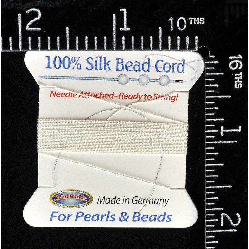 Bead Buddy 0.7mm Natural White Silk Cord Thread with Attached