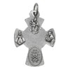 Four Way Cross Medal Pendant | Silver-Tone Metal with Embossed