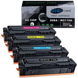 DIGItoner Compatible 206A W2110A W2111A W2112A W2113A Toner Cartridges Replacement for HP Color Laserjet Pro M255dw MFP M283fdw M283cdw M282nw M283 M255 High Yield/No Chipï¼»Black, 2-Packï¼½