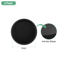 M METERXITY 4-Pack Furniture Coasters Cups, 3" Round Rubber Anti Slide Floor Protector Pads for Sofa Chair/Piano Stopper, Furniture Caster Leg Non Slip Feet Cups [Black]