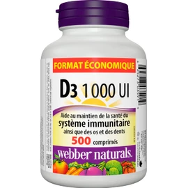 Webber Naturals Vitamin D3 1,000 IU, 500 Tablets, For Healthy Bones, Teeth, and the Maintenance of Good Health, Vegetarian