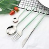 JASHII 24 Piece Titanium Mint Green Plated Stainless Steel Flatware