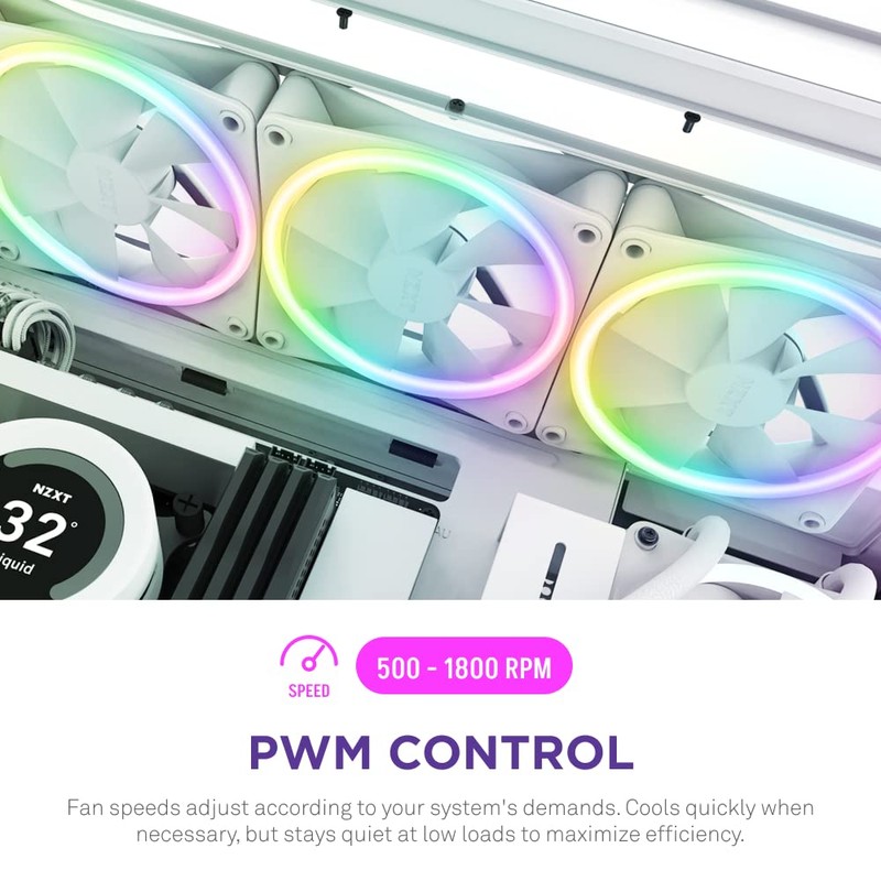 NZXT F120 RGB DUO TRIPLE PACK & RGB Controller [White]