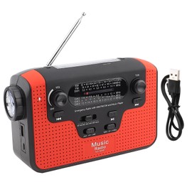 FM/AM/SW Solar Hand Crank Radio Memory Card Music for Bluetooth Handsfree Call Solar FM Radio  Red