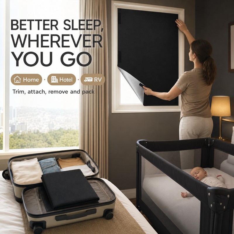 95-98% Blackout Self-Adhesive Window Curtain Cloth Shade