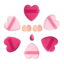 Heart Shaped Make Up Puff | Soft And Thick | Washable | Reusable | Foundation Sponge | Wet Or Dry Makeup Tool | Great For Face Application | Loose Powder | Mini Finger Beauty Blender | Triangle Tip