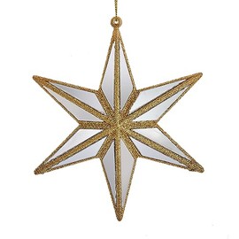 Ivory and Gold Mirrored Star Ornament 5 Inch