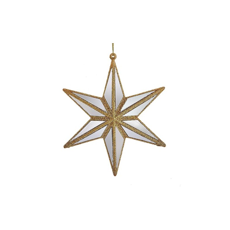 Ivory and Gold Mirrored Star Ornament 5 Inch