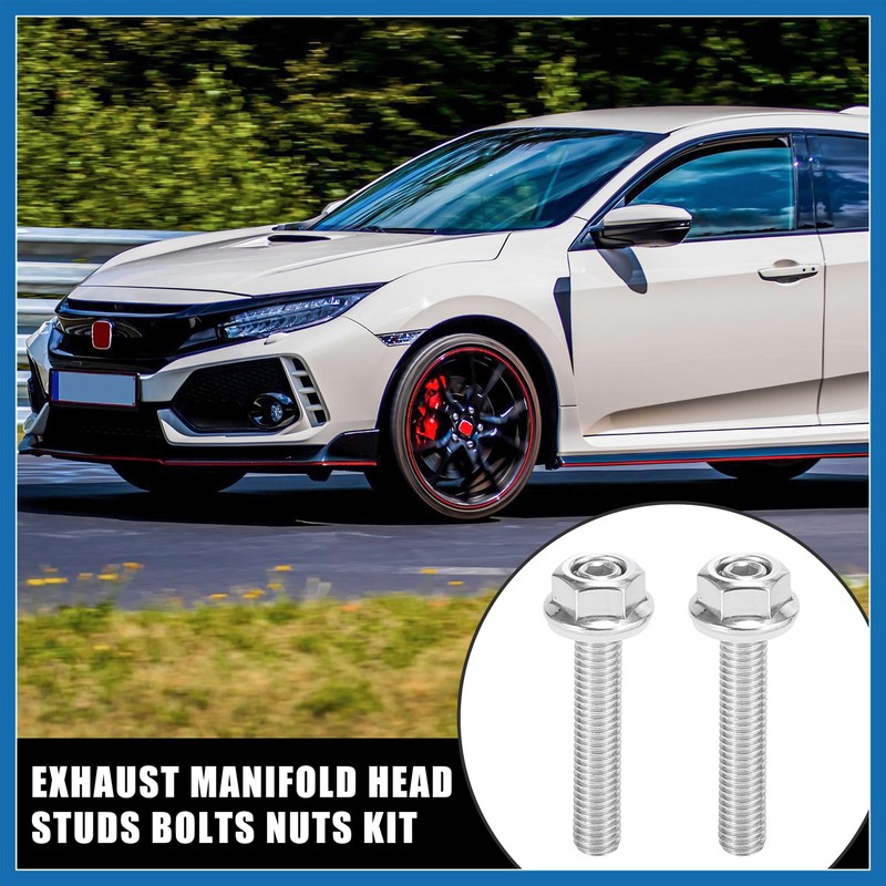 A ABSOPRO 10pcs Stainless Steel Exhaust Manifold Bolt Stud Hardware