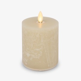 Luminara Seaglass Fog Rechargeable Flameless Candle Moving Flame LED Pillar (3" x 4.5") Flat Top Unscented Real Wax with USB Type-C Charging Cable