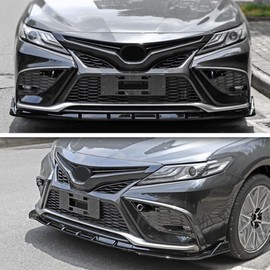 Rolling Gears Front Lip Spoiler Compatible with 2021-2024 Toyota Camry Sedan SE XSE Front Bumper Lip, Gloss Black Painted Sporty Type