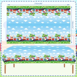 Ywediim 4 Pack Train Birthday Tablecloth Tablecover Decorations for Boy Birthday Train Party Vehicle Party Supplies 54 x 86 Inch