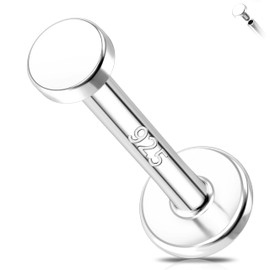 Melighting 16G Tragus Stud Sterling Sliver 925 Cartilage Earring Internally Threaded Labret Stud Flat Back Earring 6 mm Helix Piercing 2.5 mm