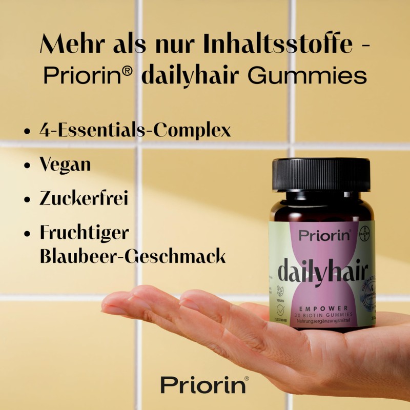 Priorin dailyhair EMPOWER – Biotin-Gummies zur Unterstützung des normalen Haarwachstums*