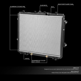 DNA Motoring OEM-RA-13251 Factory Style Aluminum Cooling Radiator Compatible with 10-19 4Runner 2.7L 4.0L AT/MT,25-5/8" W X 22-5/8" H X 1-1/16" D, 1-3/8" Inlet / 1-3/8" Outlet