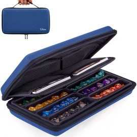 SIQUK Dice Case DND Dice Box Dice Storage Case Dice Organizer Holder with Handle Removable Slotted Tray Holds 8 Sets DND Dice for Dungeons & Dragons and Other RPG Table Games, Pure Blue