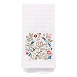 bitCNY Birds and Floral Kitchen Towels, Floral Branches Kitchen Towels, Bird Towels for Bird Lovers, Bird Kitchen Tea Towel, Bird Dish Towels Tea Towels for Kitchen, Sunflower Decor, 16x24 Inch