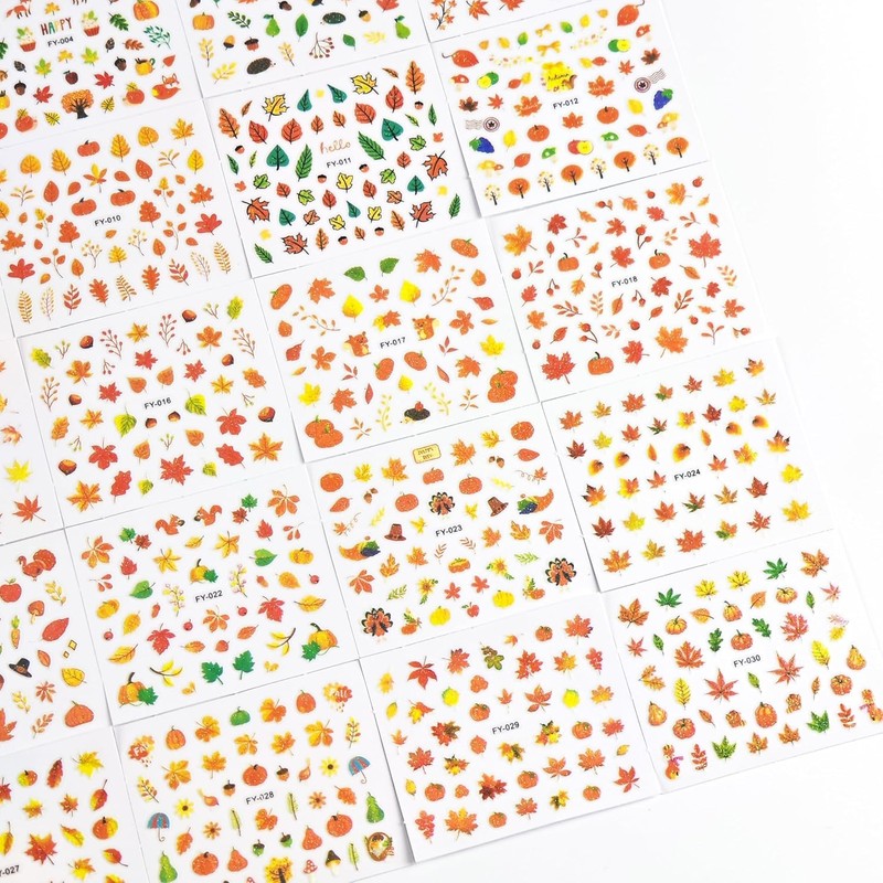 Fall Nail Art Stickers, 30 Sheets