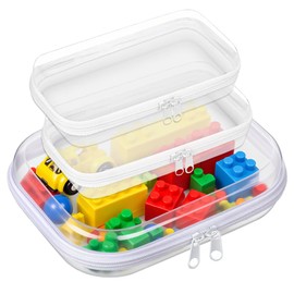 BAISDY 3 Pack Clear Hard Shell Zipper Case, Waterproof Cosmetic Bag Toy Storage Organizer Pencil Case Hard Plastic Pouch for Travel Office Home
