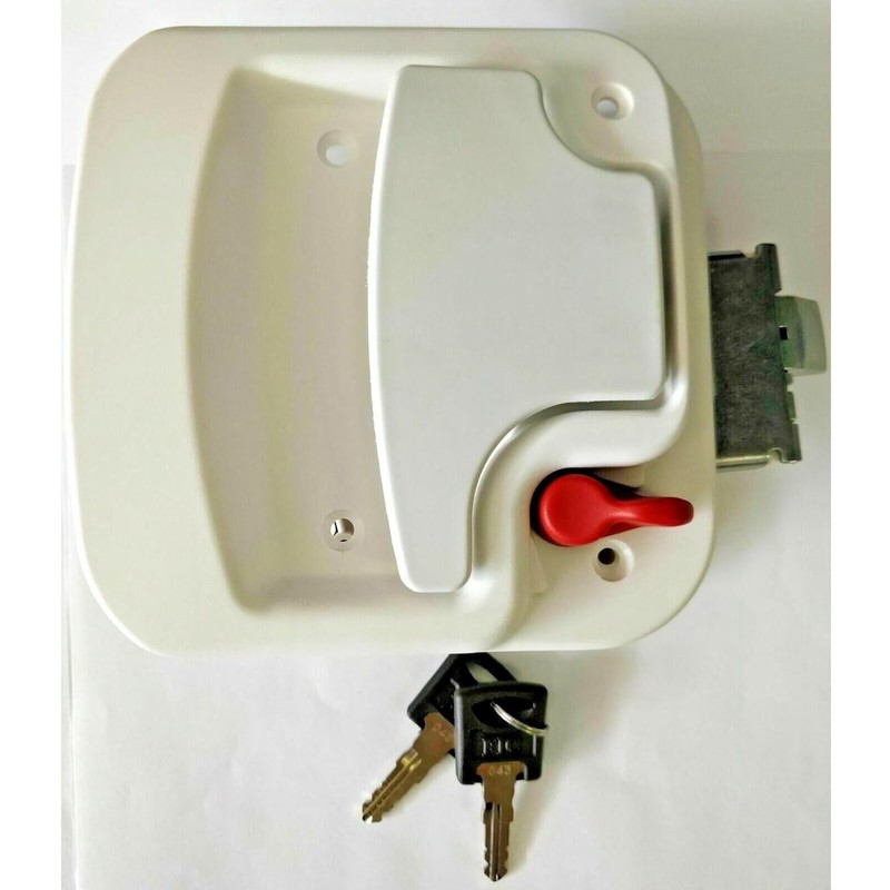 White RV Camper Trailer Entry Door Lock Fastec FIC