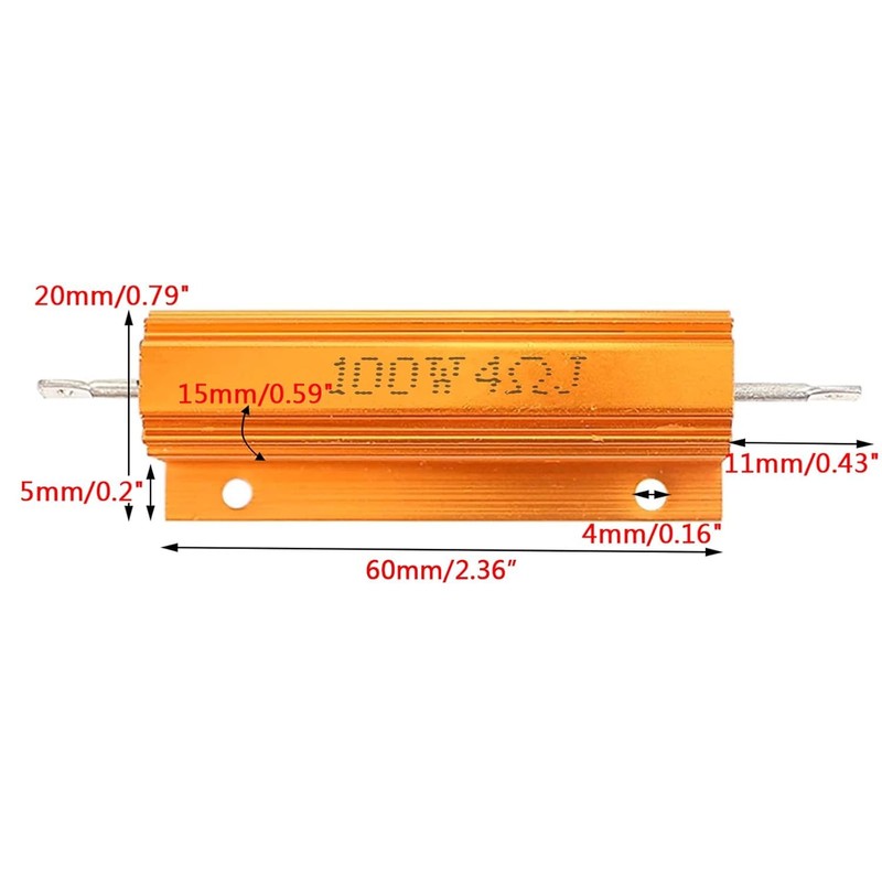 PENGLIN 2pcs 100W 4 Ohm Aluminum Shell Resistor Aluminum Case