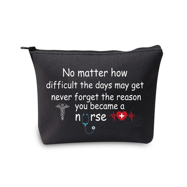 CMNIM Nurse Makeup Bag Nurse Gifts Cosmetic Bag Nursing Student Gifts Inspirational Nurse Appreciation Gifts, Nurse Bag Black (NM)