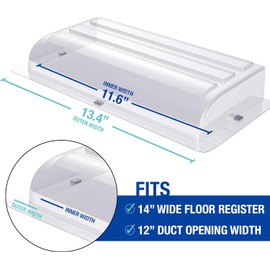 Magnetic Vent Air Deflector for Ceiling, 14" Wide, 6" Long (Compatible with 12" Wide Ducts), 1.2" Tall, Low-Profile, Non-Adjustable, for Ceilings, Sidewalls and Floors - 2 Pack