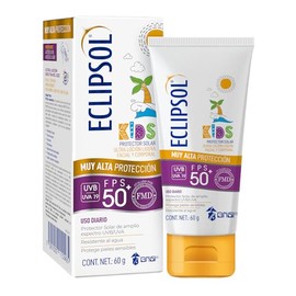 Eclipsol Ultra Loción Kids Protector Solar Facial y Corporal FPS50+, Hipoalergénico, Textura Ligera, Para Piel Sensible Infantil, Resistente al Agua, 