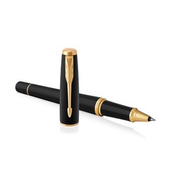 Parker Urban Chrome Trim Rollerball Pen with Fine Nib- Black Gold, Gift Boxed