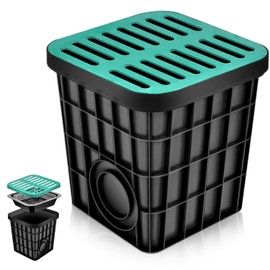 Catch Basin with Fiberglass Grate 16 x 16 x 16 in Large Catch Basin for Drainage with Debris Basket French Drain Kit Catch Basin Without Reserved Hole for Yard Downspout Lawn and Municipal Pipeline