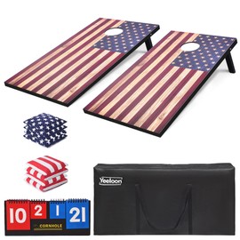 Cornhole Set, Regulation Size Cornhole Boards with 8 Bean Bags and Carrying Case, 4 ft x 2 ft Corn Hole Outdoor Game Toss Board for Adults Outside Activities