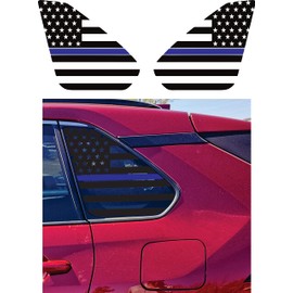 Compatible with Toyota RAV4 2019-2022 | Precut Thin Blue Line American Flag Window Decals | Both Side | Proudly Made in The US | Matte Black (US Flag Blue Line Straight)