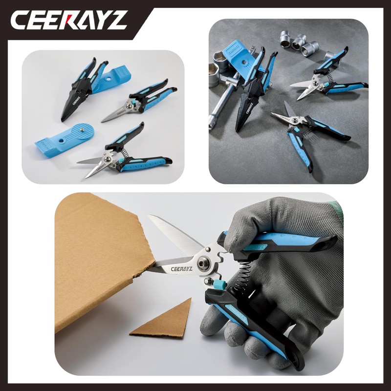 CEERAYZ 185mm Notch Scissors All Purpose Heavy Duty, Garden Shears,