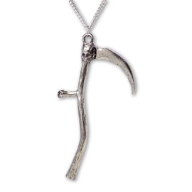 Grim Reaper Sickle with Skull Medieval Renaissance Pendant Necklace