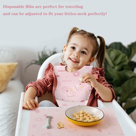 30 PCS Disposable Baby Bibs, Portable Infant Feeding Toddler Bibs, Adjustable Bibsters Bibs