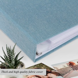 1DOT2 10x10 Inch Large 3 Ring DIY Scrapbook Photo Album with 30 Plastic Sleeves 60 Pages and Fabric Cover Scrapbook for Baby Travel Wedding kids