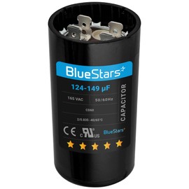 BlueStars BlueStars 124-149 uf/MFD 165VAC Round Run Start Capacitor Replacement Part - Exact Fit for AC Motor Run or Fan Start and Cool or Heat Pump Air Conditioner