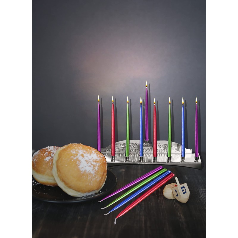 Chanukkia/Chanukkaleuchter mit 9 Kerzenhaltern Nickel Plated