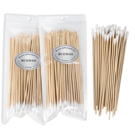 6" Long Cotton Swabs 200 Count - Extra Long Cotton Buds, Cotton Swabs with Wooden Sticks - Cotton Swabs for Makeup Ears Pets Care Gun Cleaning - Biodegradable Swabsticks