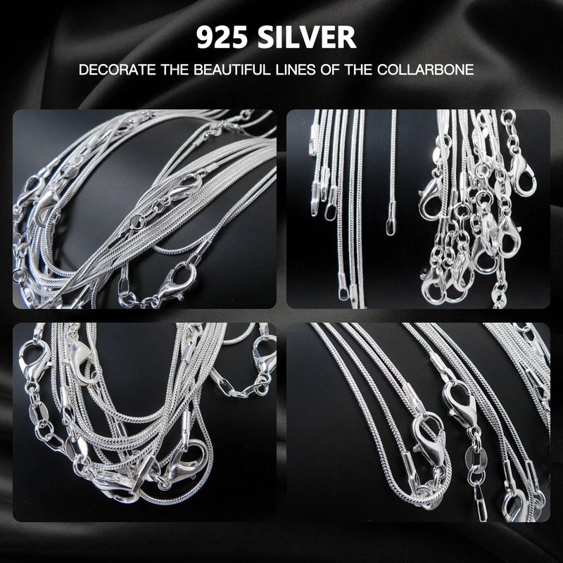 Weistiy 10 Pack Necklace Chain 925 Sterling Silver Necklace Snake